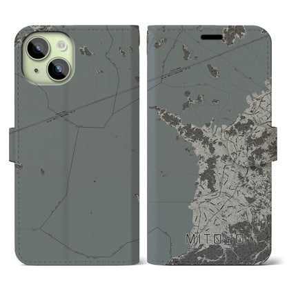 【三豊（香川県）】地図柄iPhoneケース（手帳タイプ）モノトーン・iPhone 15 用