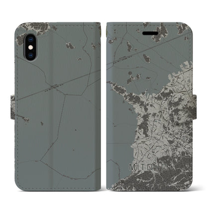 【三豊（香川県）】地図柄iPhoneケース（手帳タイプ）モノトーン・iPhone XS / X 用