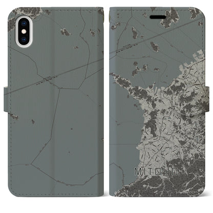 【三豊（香川県）】地図柄iPhoneケース（手帳タイプ）モノトーン・iPhone XS Max 用