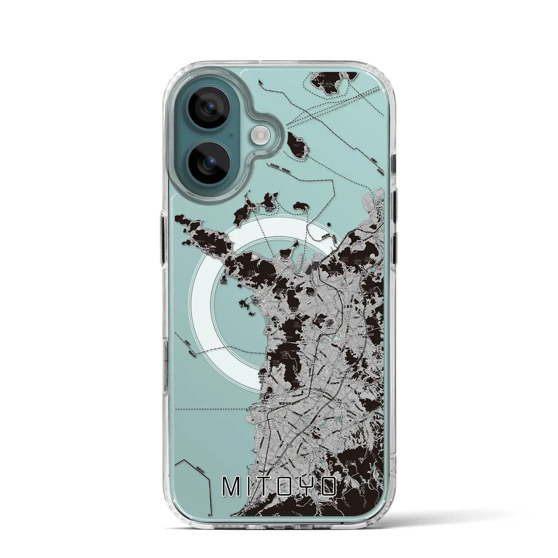 【三豊(香川県)】地図柄iPhoneケース(MagSafeタイプ)モノトーン・iPhone 16 Pro 用