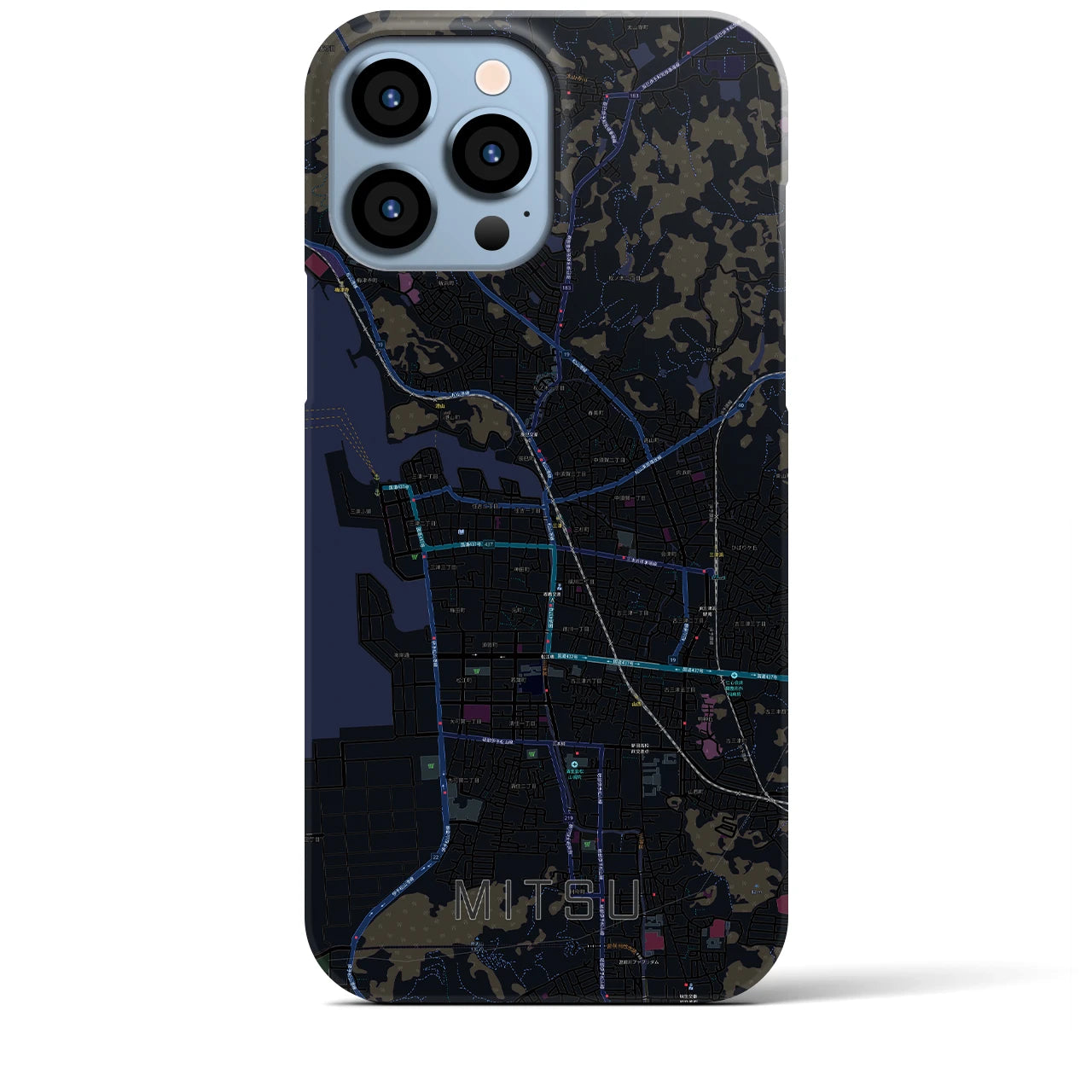 【三津（愛媛県）】地図柄iPhoneケース（バックカバータイプ）