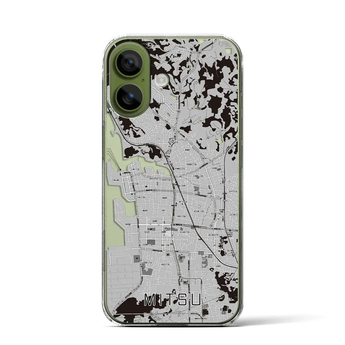 【三津（愛媛県）】地図柄iPhoneケース（クリアタイプ）モノトーン・iPhone 17 Pro Max 用