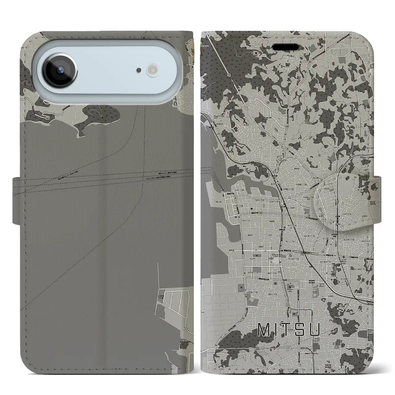 【三津（愛媛県）】地図柄iPhoneケース（手帳タイプ）