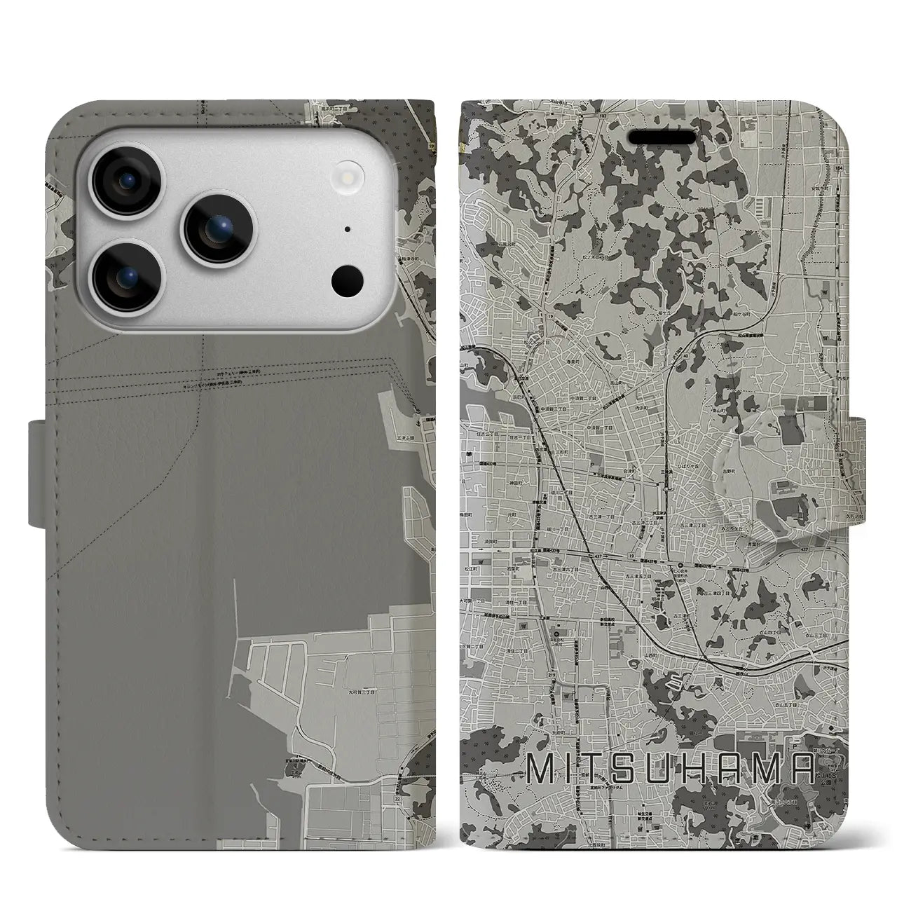 【三津浜（愛媛県）】地図柄iPhoneケース（手帳タイプ）