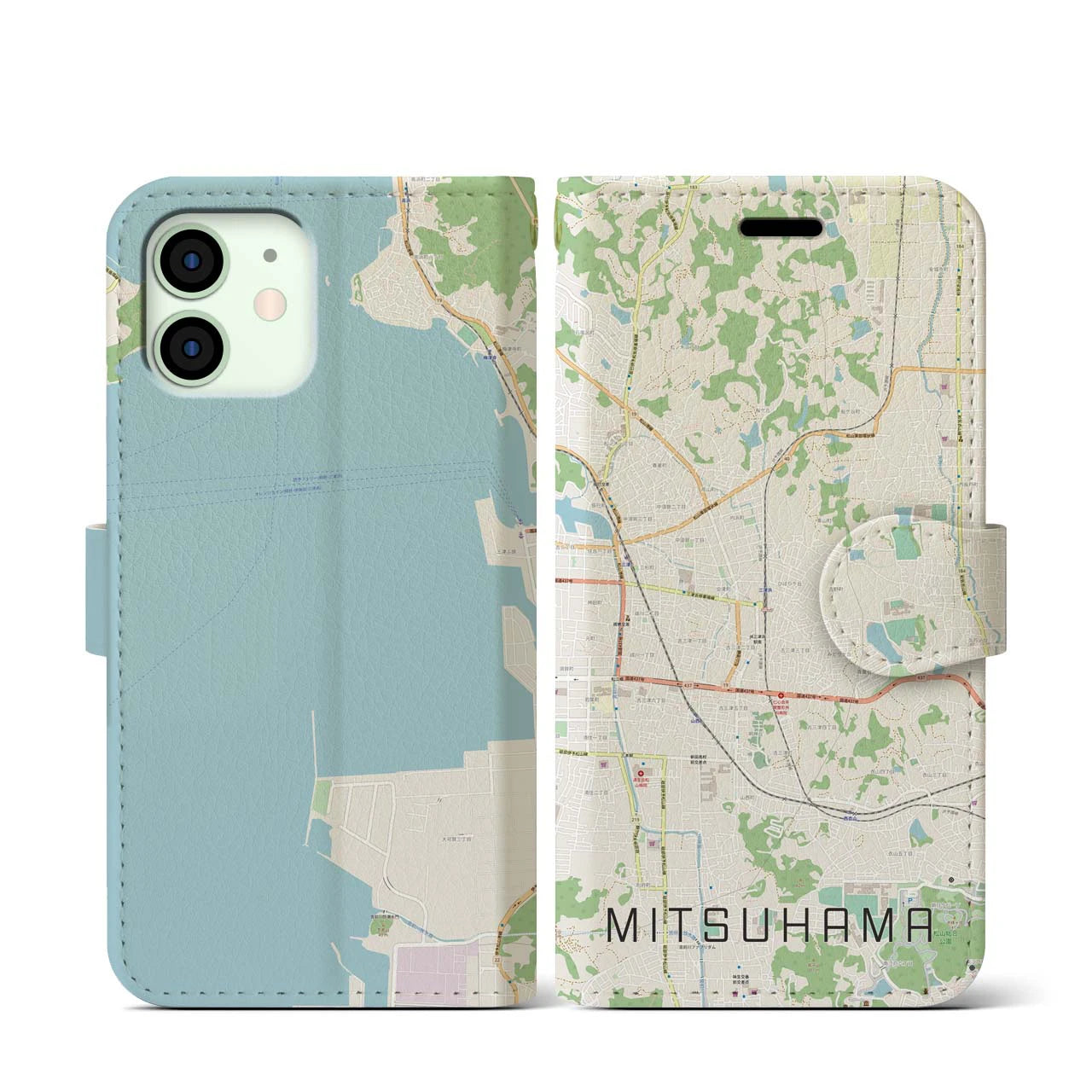 【三津浜（愛媛県）】地図柄iPhoneケース（手帳タイプ）