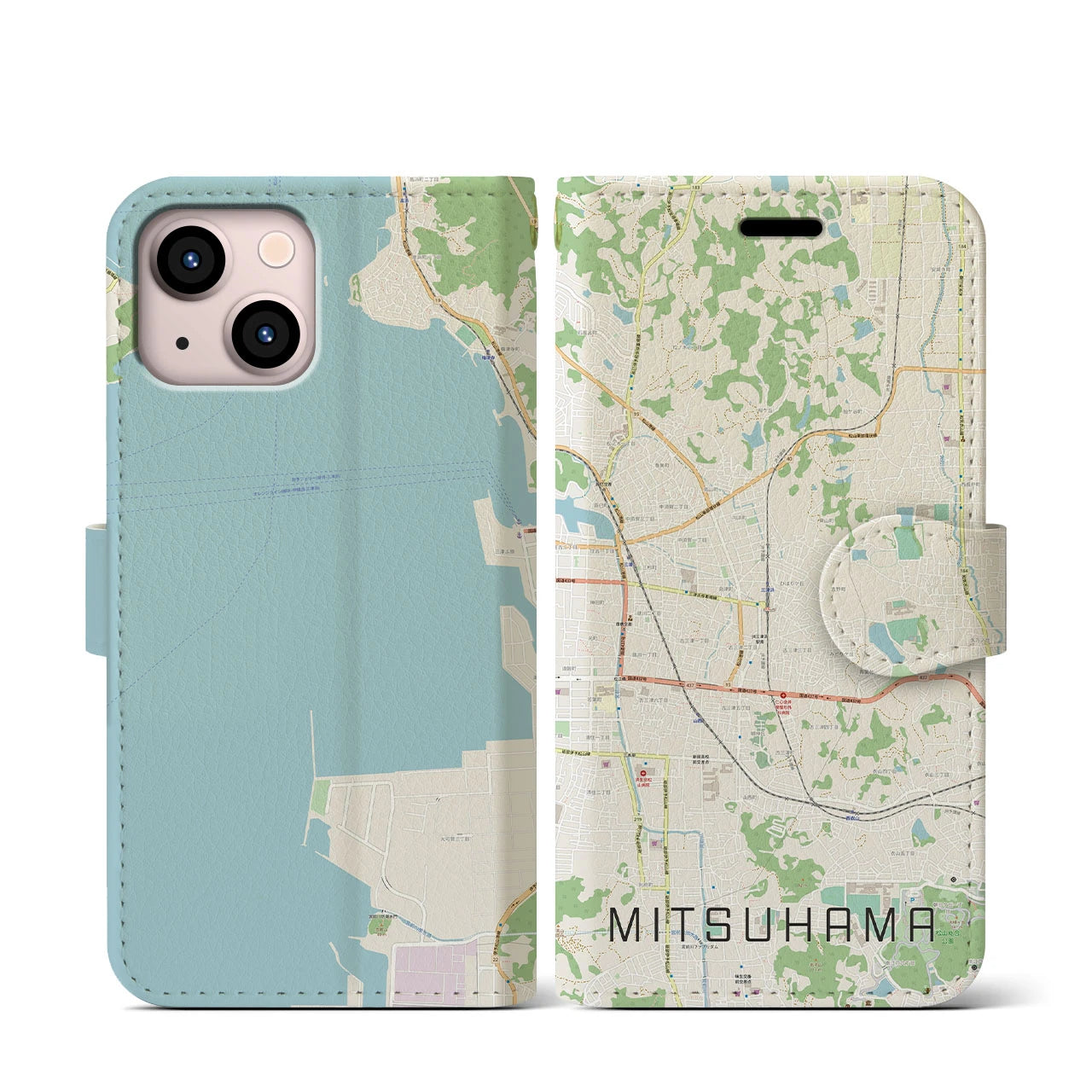 【三津浜（愛媛県）】地図柄iPhoneケース（手帳タイプ）