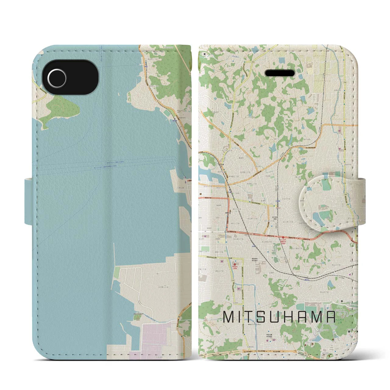 【三津浜（愛媛県）】地図柄iPhoneケース（手帳タイプ）