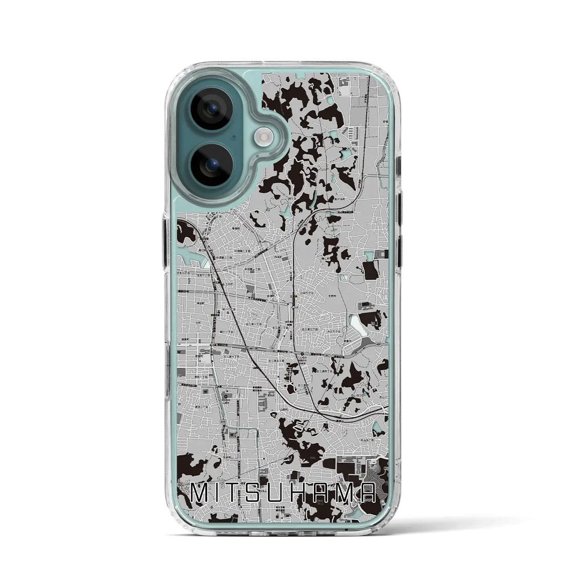 【三津浜(愛媛県)】地図柄iPhoneケース(MagSafeタイプ)モノトーン・iPhone 16 Pro 用