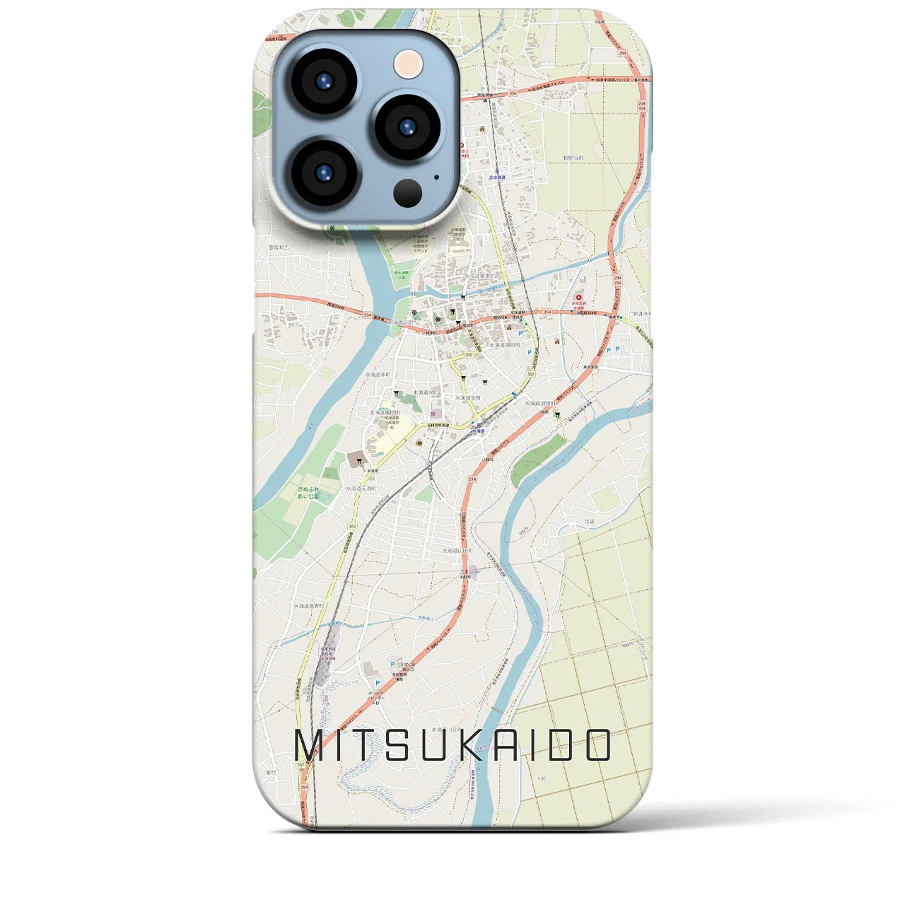 【水海道（茨城県）】地図柄iPhoneケース（バックカバータイプ）