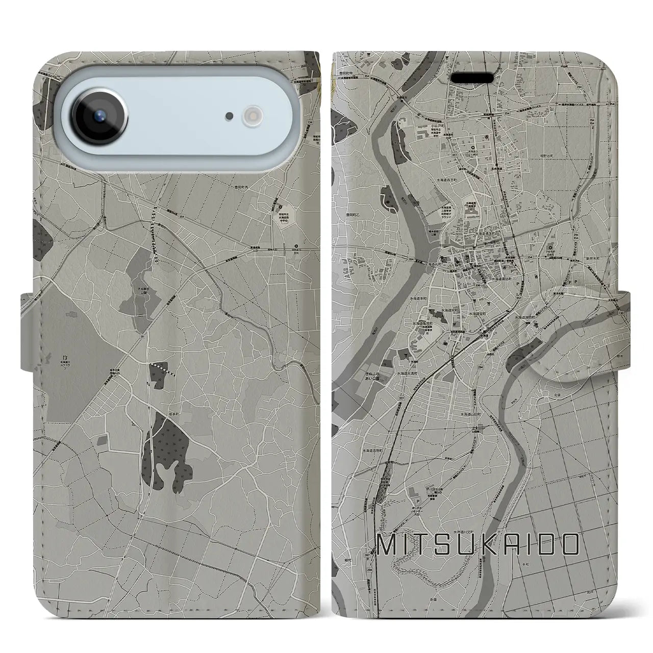 【水海道（茨城県）】地図柄iPhoneケース（手帳タイプ）