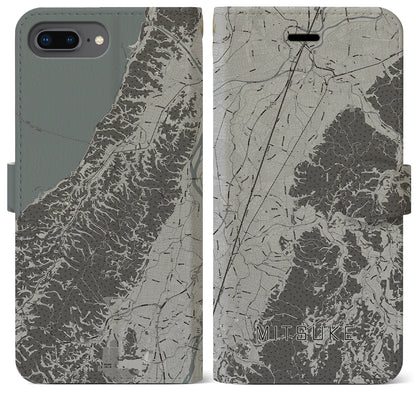 【見附（新潟県）】地図柄iPhoneケース（手帳タイプ）モノトーン・iPhone 8Plus /7Plus / 6sPlus / 6Plus 用