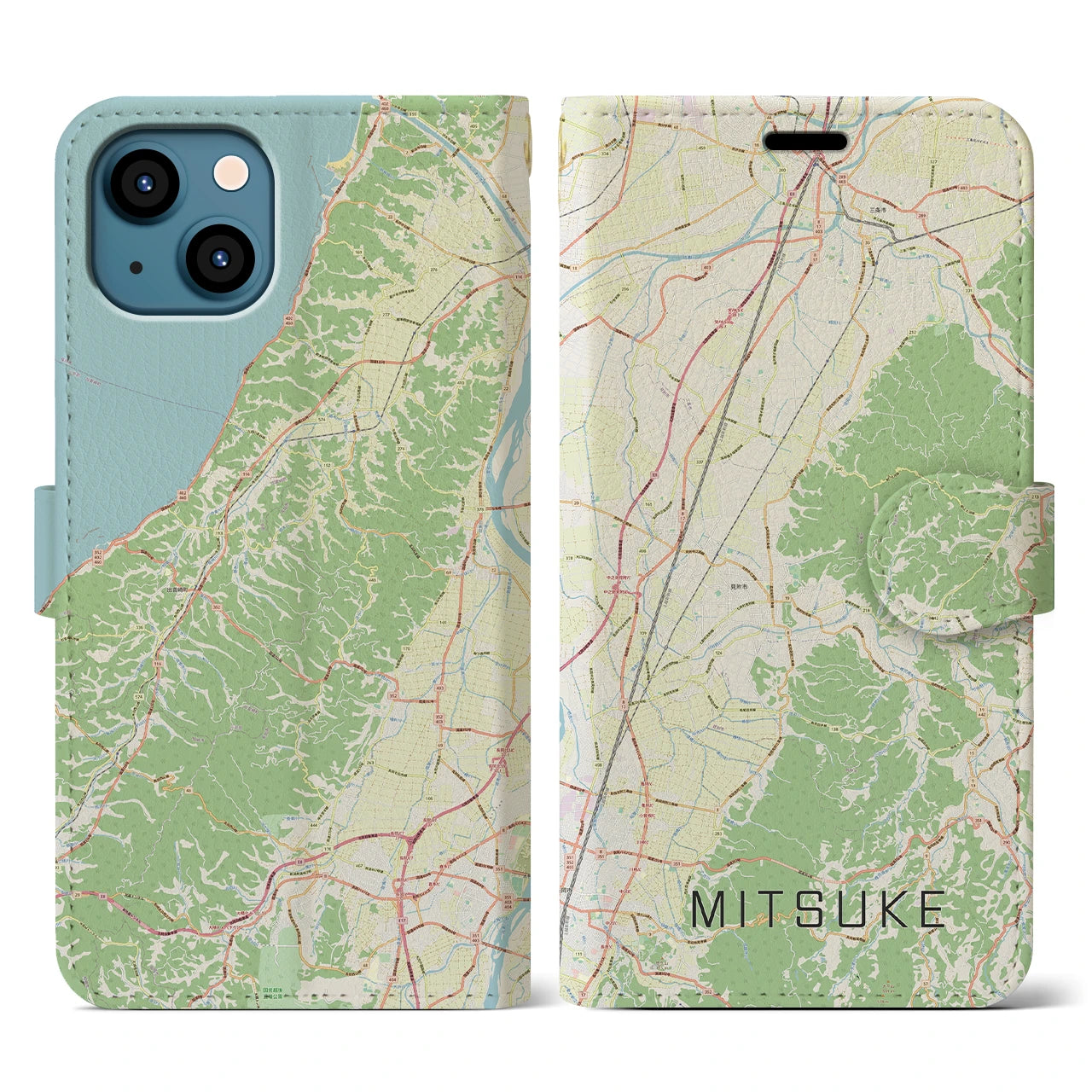 【見附（新潟県）】地図柄iPhoneケース（手帳タイプ）