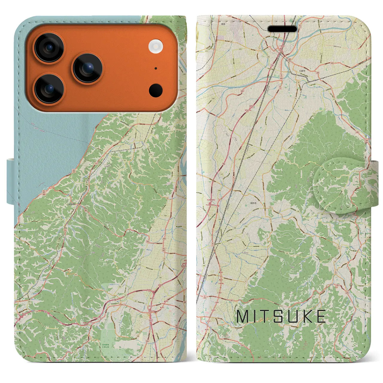 【見附（新潟県）】地図柄iPhoneケース（手帳タイプ）