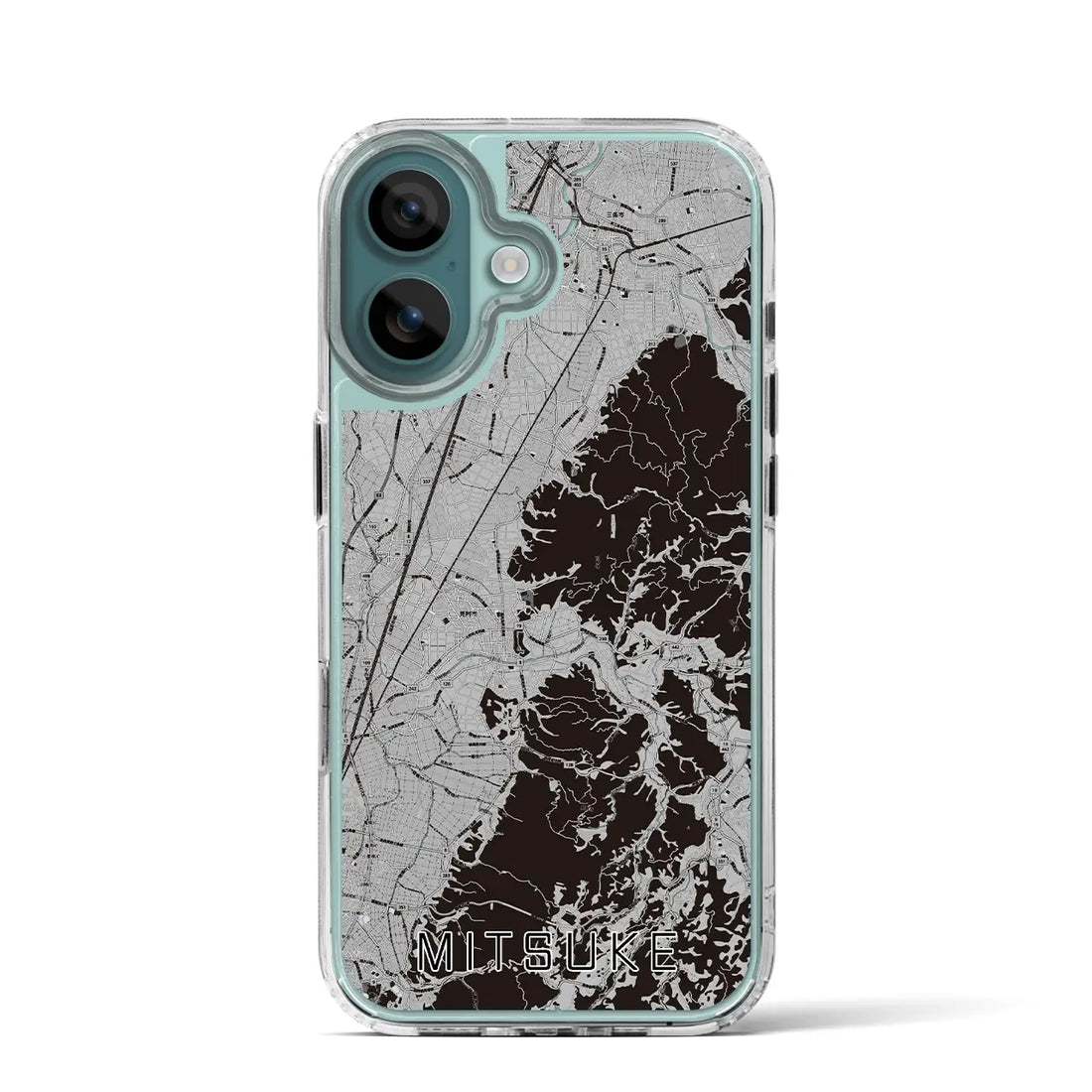 【見附（新潟県）】地図柄iPhoneケース（MagSafeタイプ）モノトーン・iPhone 16 Pro 用