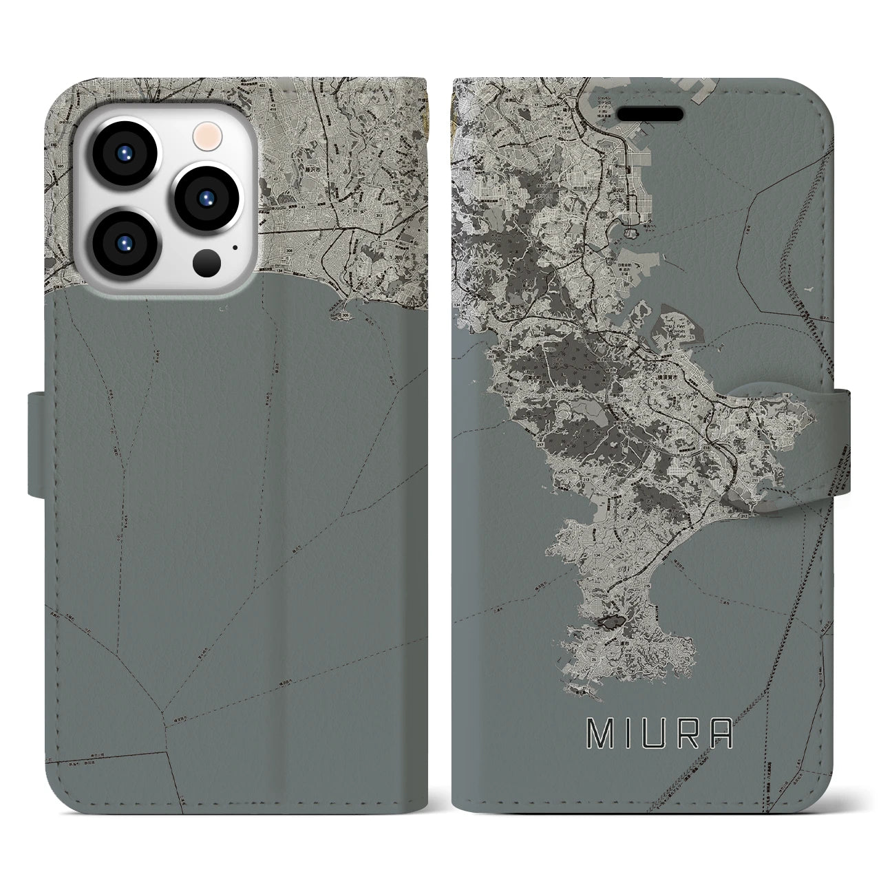 【三浦2（神奈川県）】地図柄iPhoneケース（手帳タイプ）