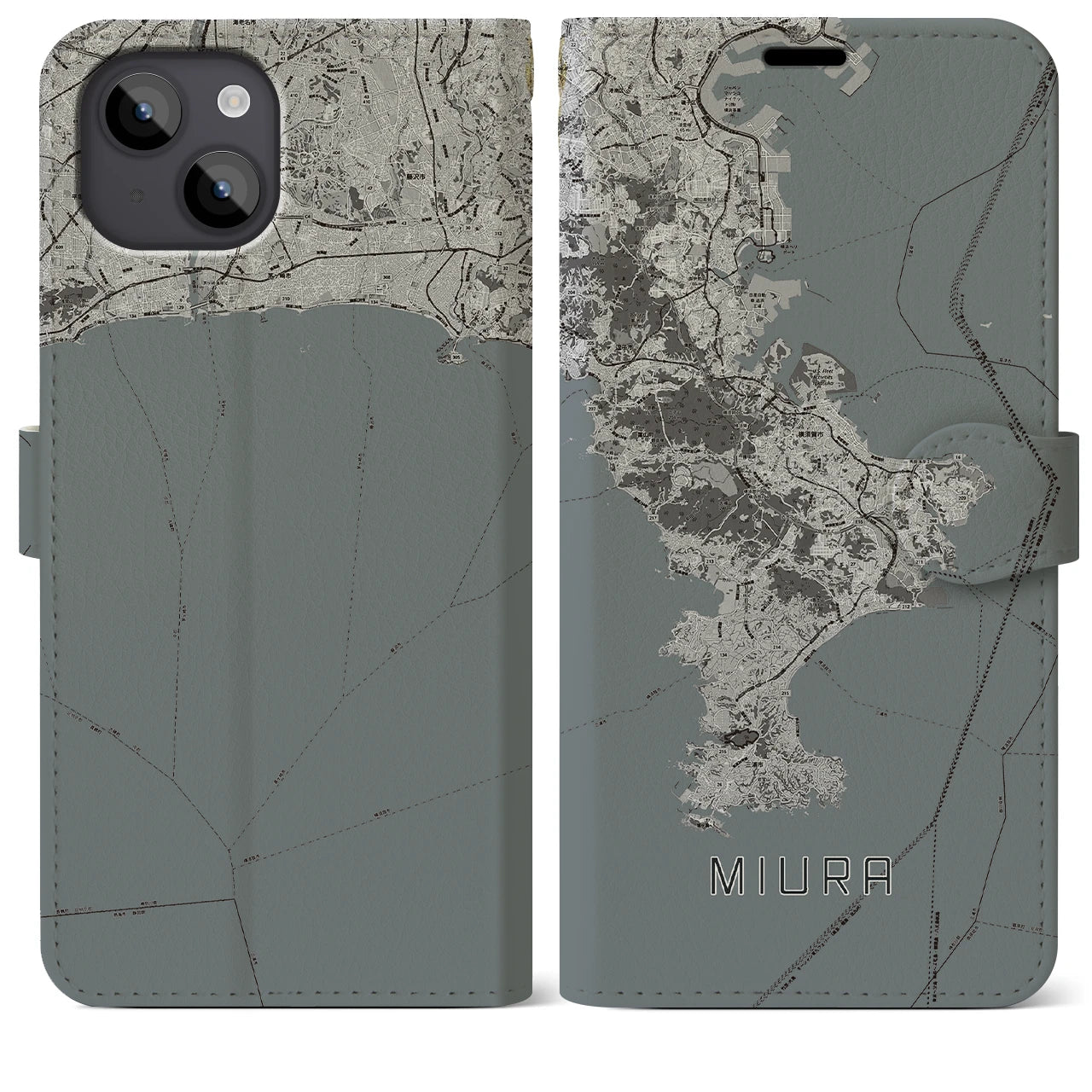 【三浦2（神奈川県）】地図柄iPhoneケース（手帳タイプ）