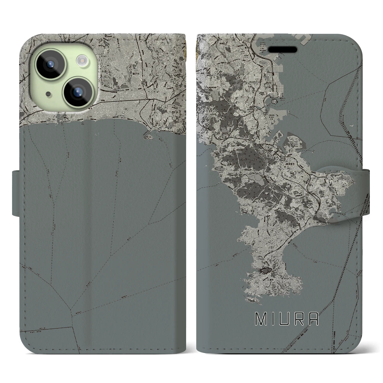 【三浦2（神奈川県）】地図柄iPhoneケース（手帳タイプ）