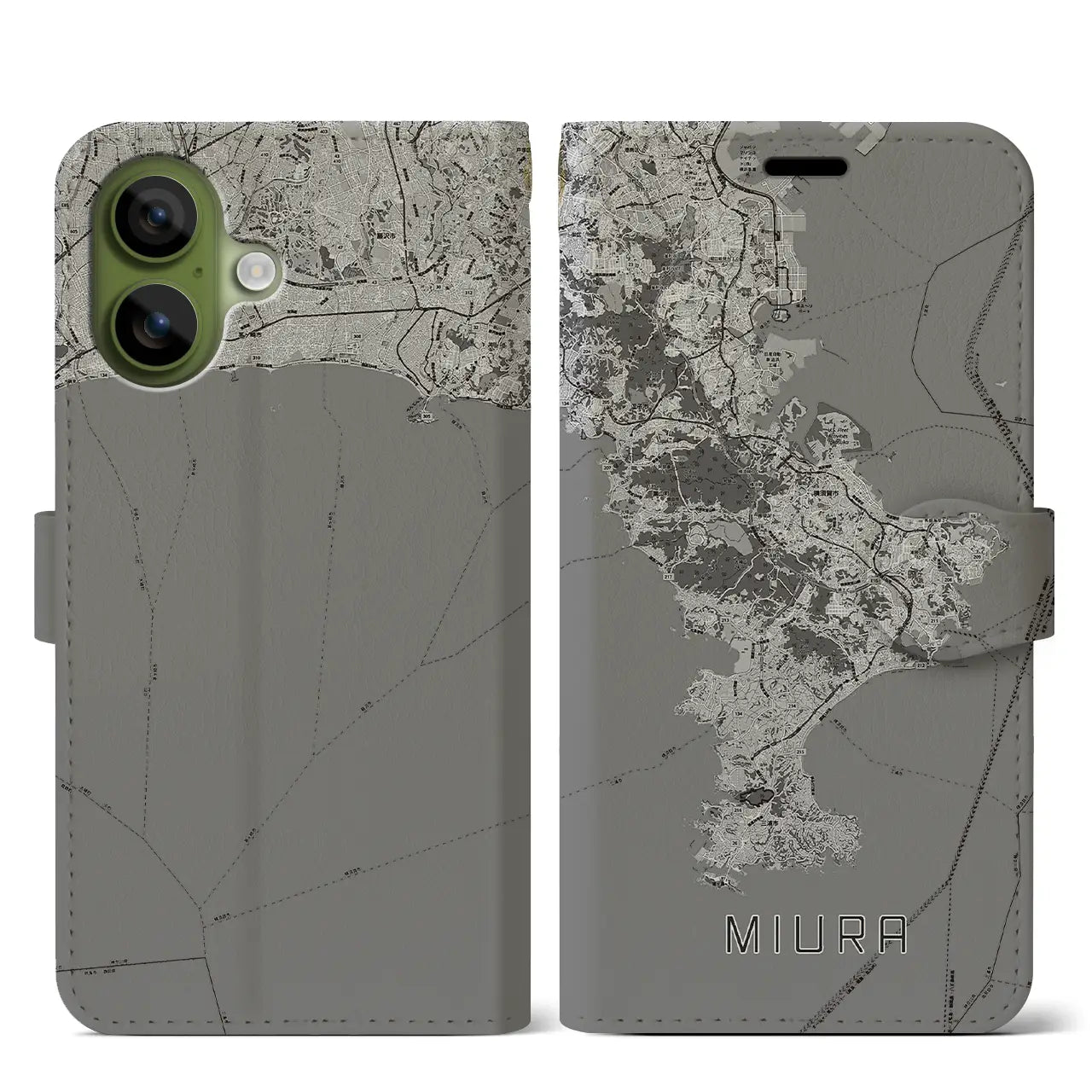 【三浦2（神奈川県）】地図柄iPhoneケース（手帳タイプ）