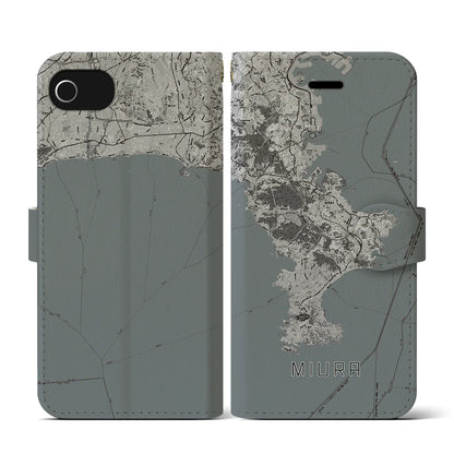 【三浦2（神奈川県）】地図柄iPhoneケース（手帳タイプ）モノトーン・iPhone SE（第3 / 第2世代） / 8 / 7 / 6s / 6 用