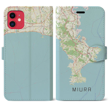 【三浦2（神奈川県）】地図柄iPhoneケース（手帳タイプ）ナチュラル・iPhone 11 用
