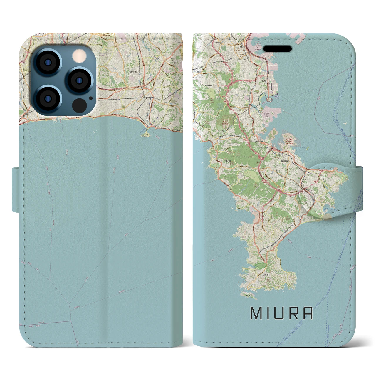 【三浦2（神奈川県）】地図柄iPhoneケース（手帳タイプ）