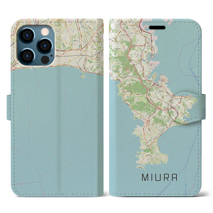 【三浦2（神奈川県）】地図柄iPhoneケース（手帳タイプ）ナチュラル・iPhone 12 / 12 Pro 用