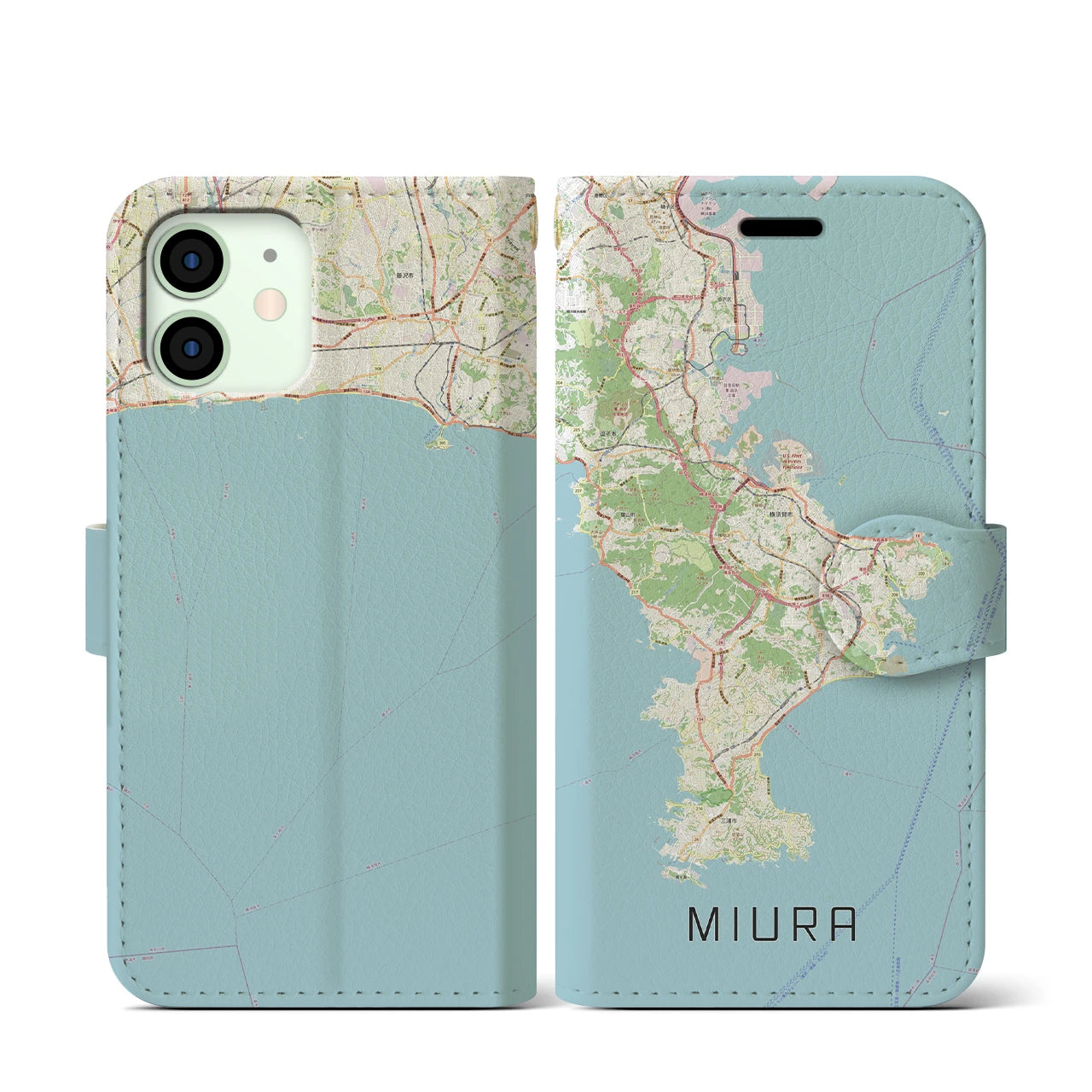 【三浦2（神奈川県）】地図柄iPhoneケース（手帳タイプ）