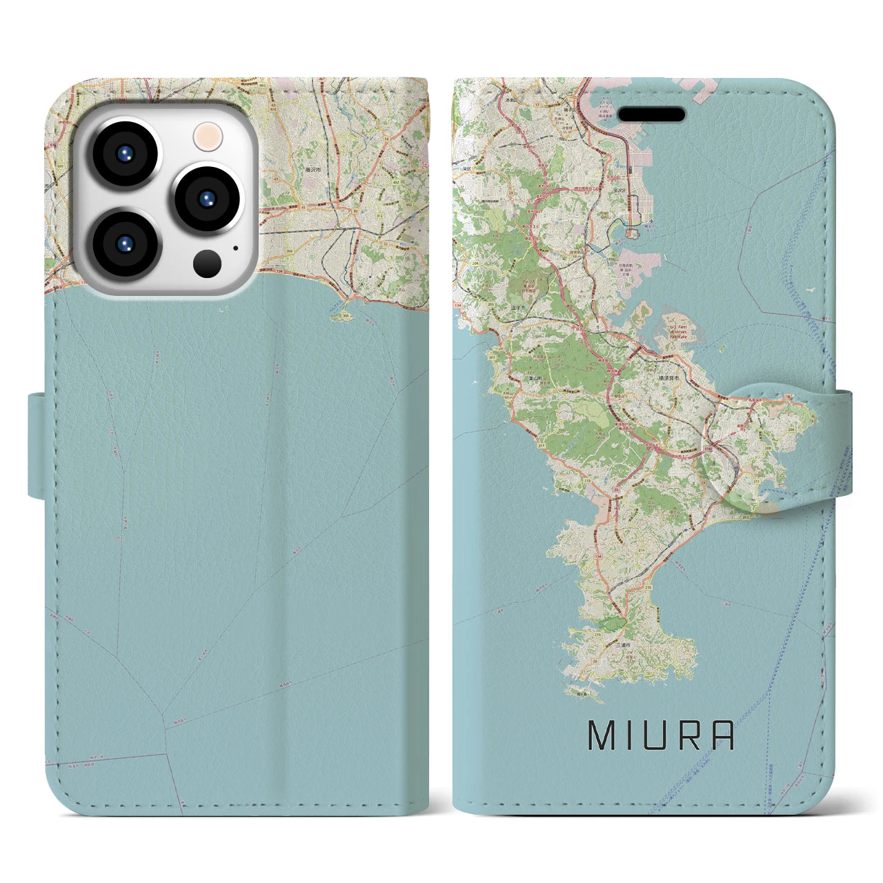 【三浦2（神奈川県）】地図柄iPhoneケース（手帳タイプ）