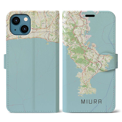 【三浦2（神奈川県）】地図柄iPhoneケース（手帳タイプ）ナチュラル・iPhone 13 用