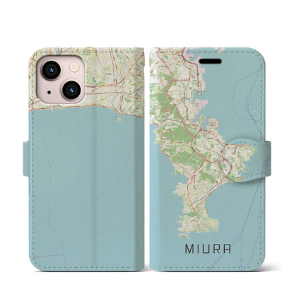 【三浦2（神奈川県）】地図柄iPhoneケース（手帳タイプ）ナチュラル・iPhone 13 mini 用