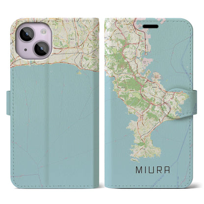 【三浦2（神奈川県）】地図柄iPhoneケース（手帳タイプ）ナチュラル・iPhone 14 用