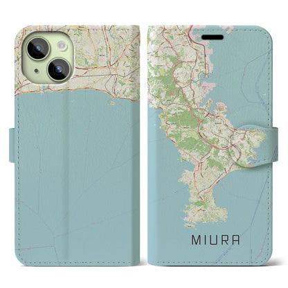 【三浦2（神奈川県）】地図柄iPhoneケース（手帳タイプ）ナチュラル・iPhone 15 用