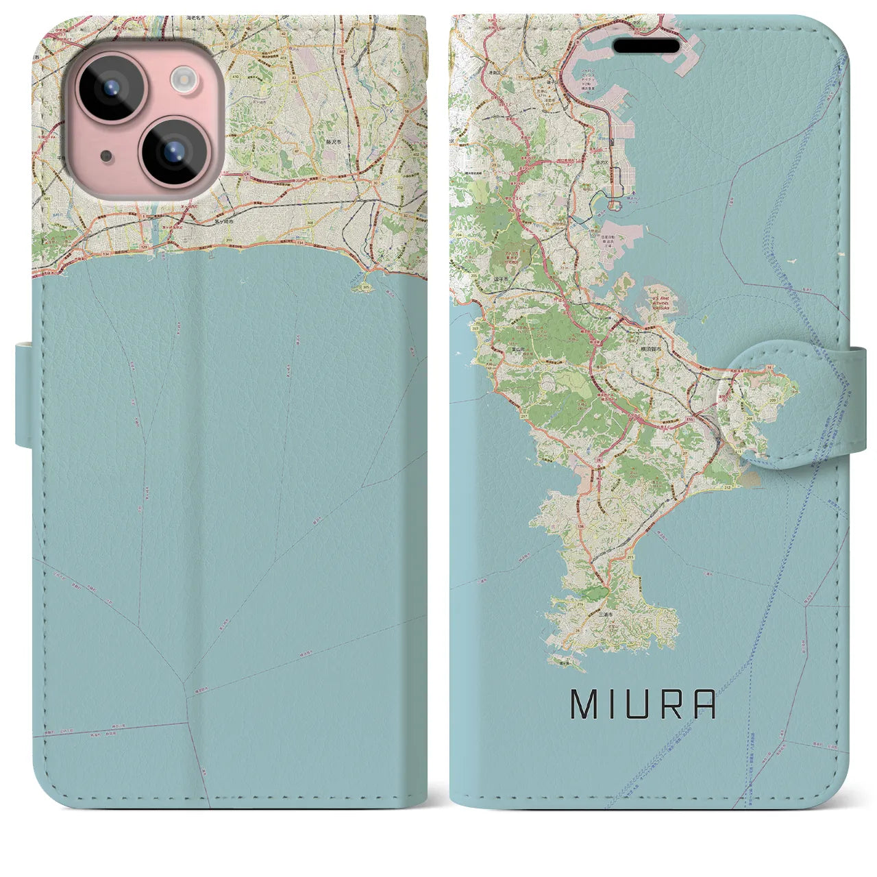 【三浦2（神奈川県）】地図柄iPhoneケース（手帳タイプ）