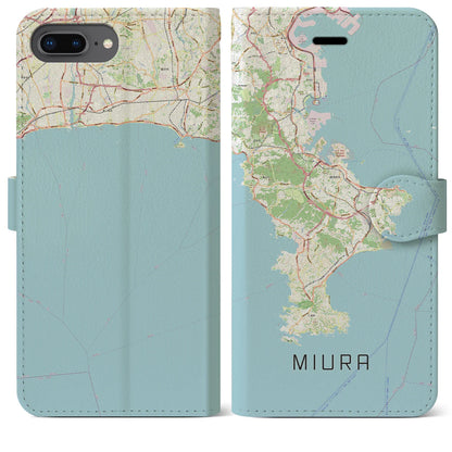 【三浦2（神奈川県）】地図柄iPhoneケース（手帳タイプ）ナチュラル・iPhone 8Plus /7Plus / 6sPlus / 6Plus 用