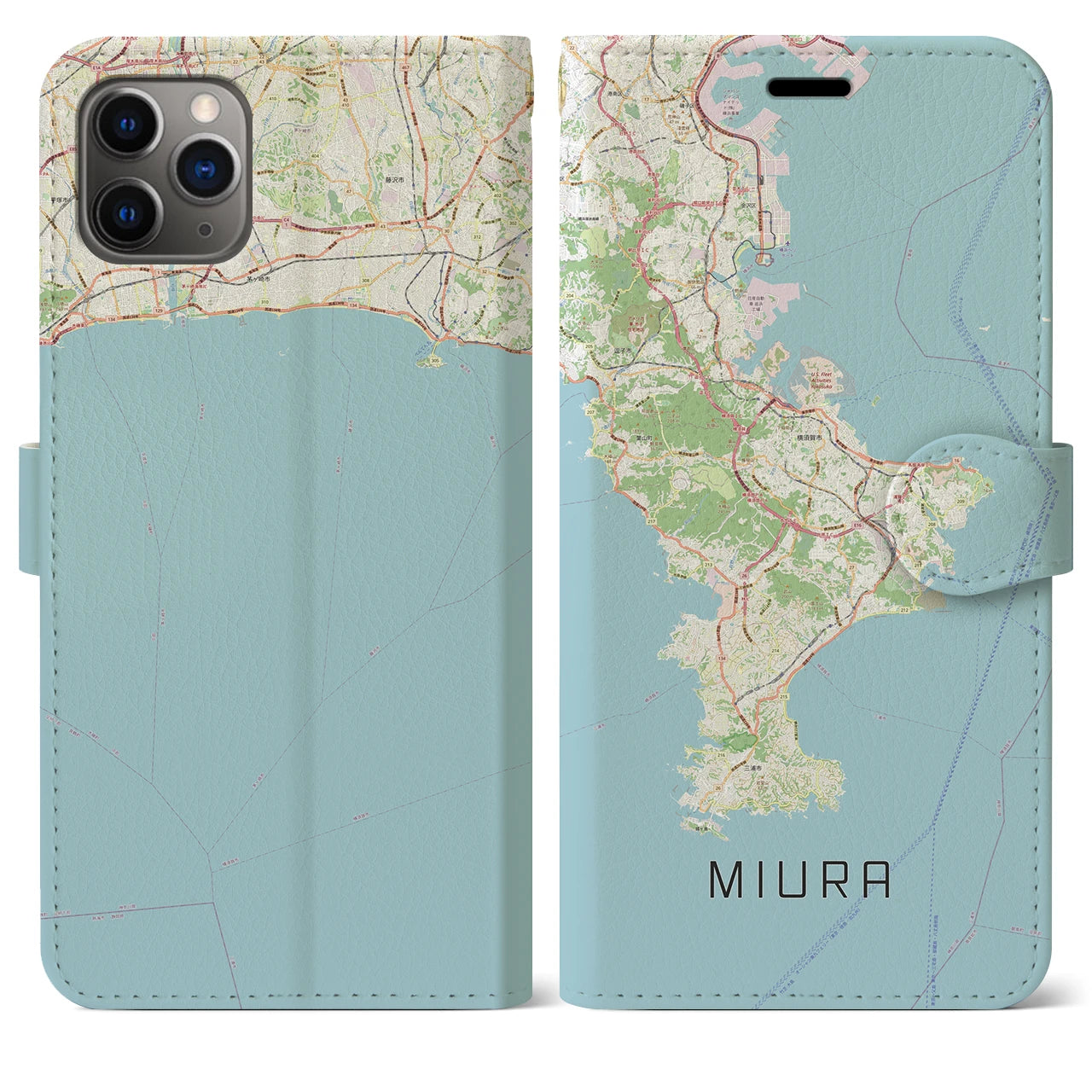 【三浦2（神奈川県）】地図柄iPhoneケース（手帳タイプ）