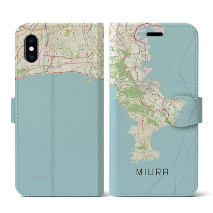 【三浦2（神奈川県）】地図柄iPhoneケース（手帳タイプ）ナチュラル・iPhone XS / X 用
