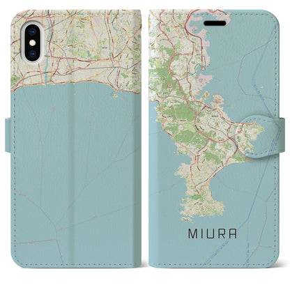 【三浦2（神奈川県）】地図柄iPhoneケース（手帳タイプ）ナチュラル・iPhone XS Max 用