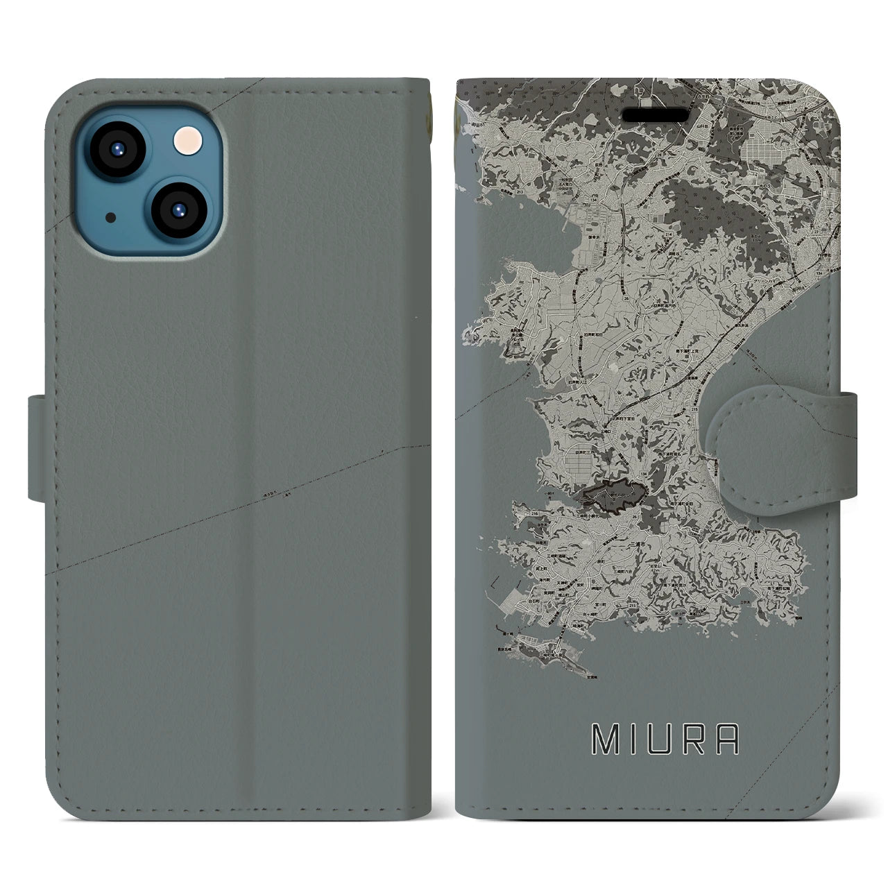 【三浦（神奈川県）】地図柄iPhoneケース（手帳タイプ）