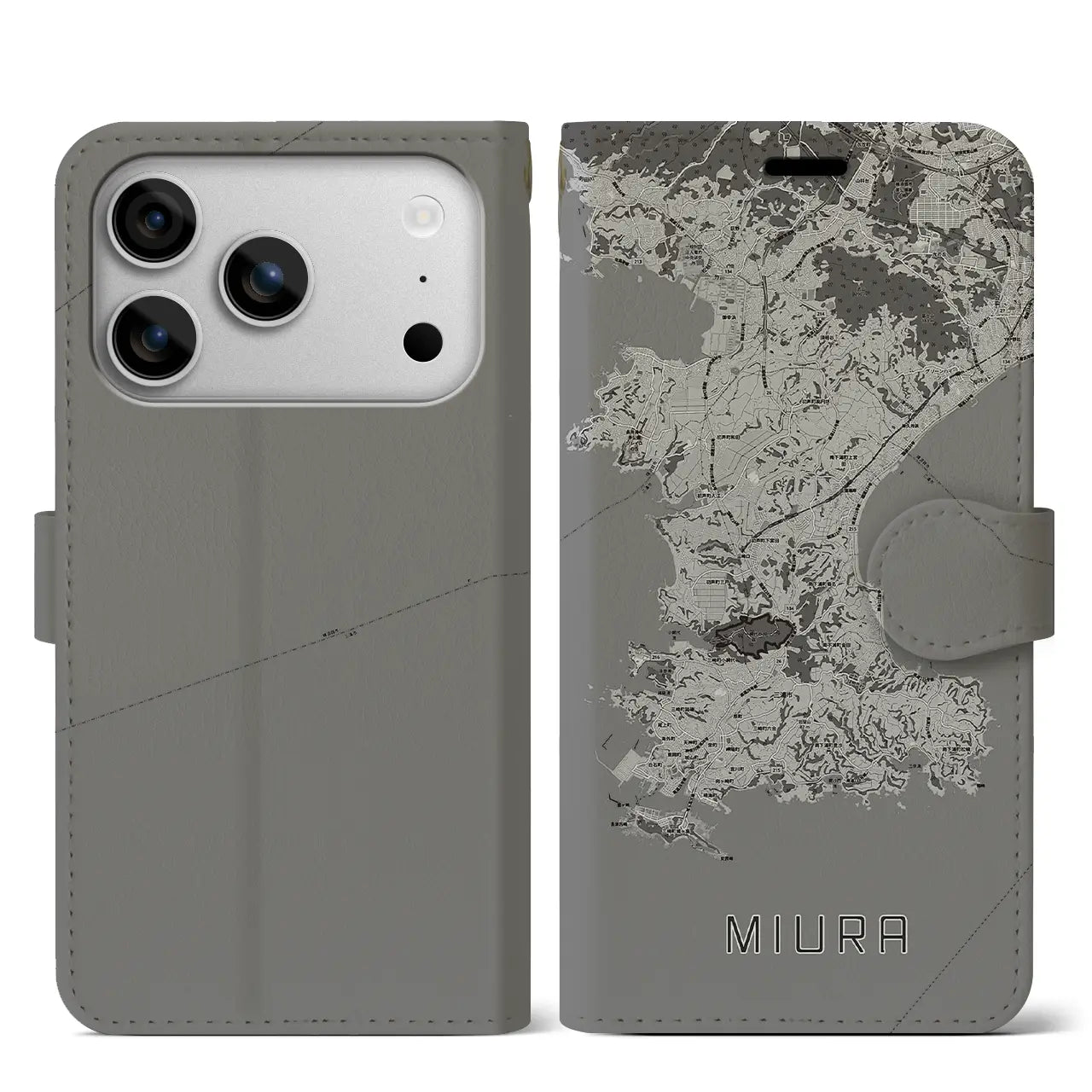 【三浦（神奈川県）】地図柄iPhoneケース（手帳タイプ）