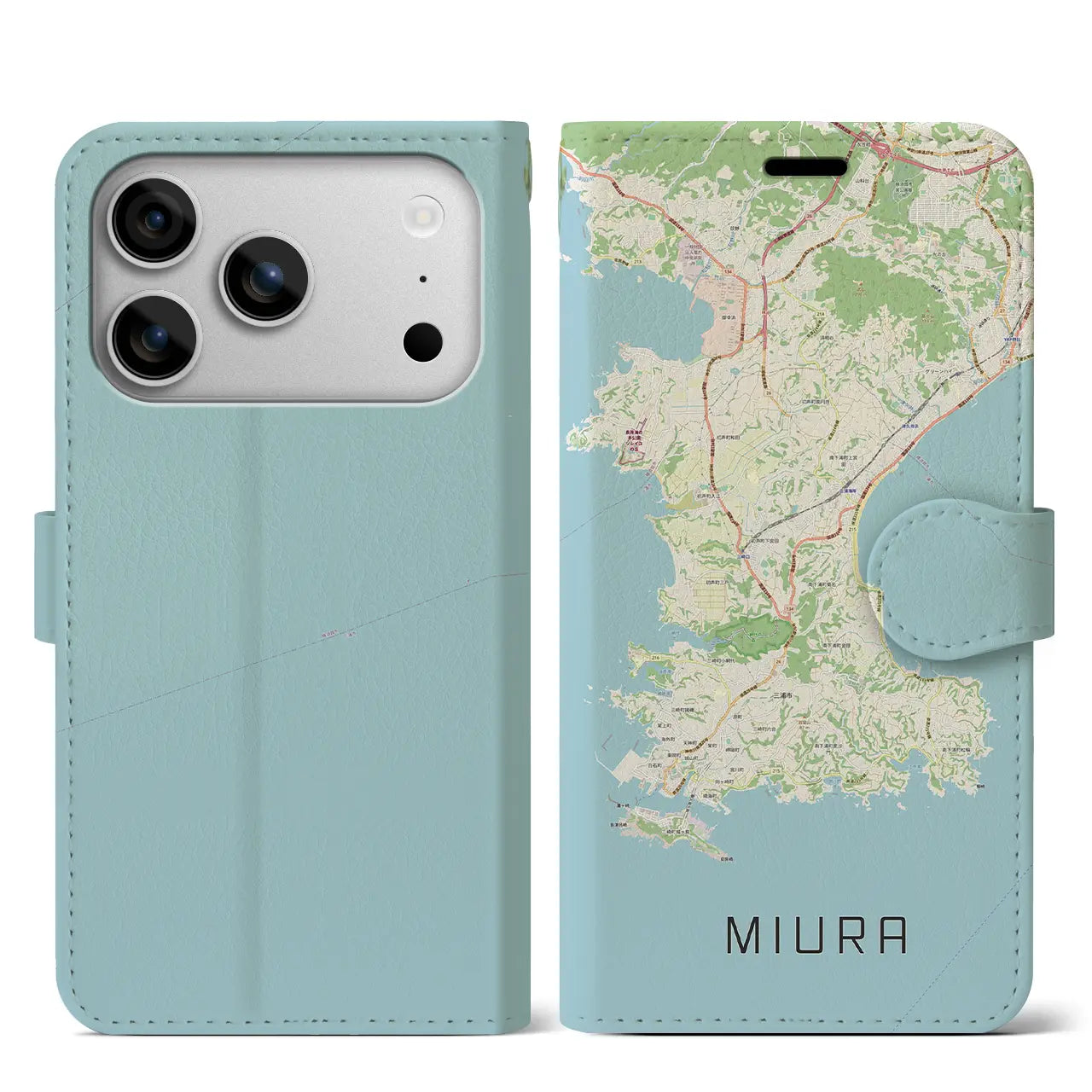 【三浦（神奈川県）】地図柄iPhoneケース（手帳タイプ）