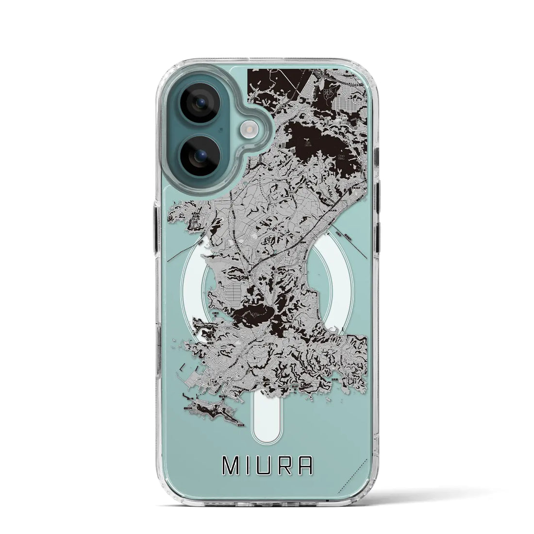 【三浦(神奈川県)】地図柄iPhoneケース(MagSafeタイプ)モノトーン・iPhone 16 Pro 用