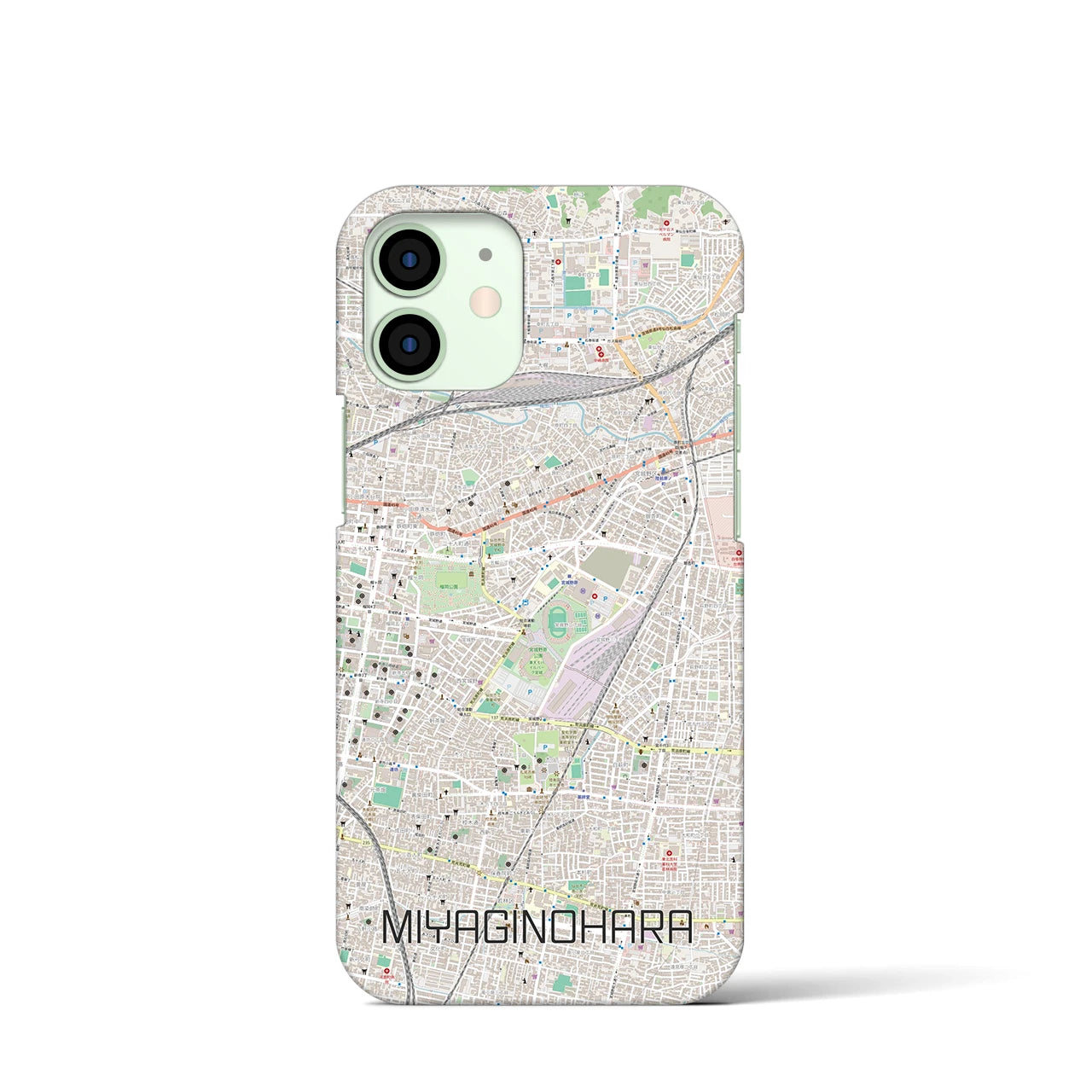 【宮城野原】地図柄iPhoneケース（バックカバータイプ・ナチュラル）iPhone 12 mini 用