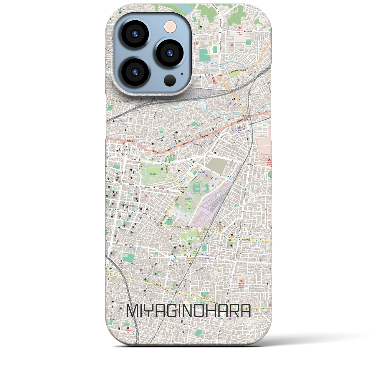 【宮城野原】地図柄iPhoneケース（バックカバータイプ・ナチュラル）iPhone 13 Pro Max 用