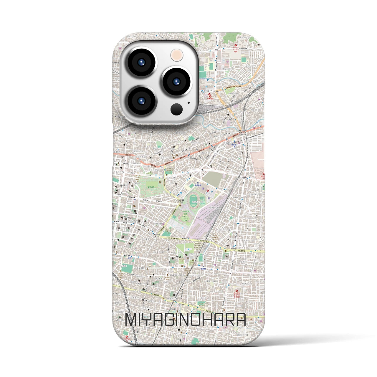 【宮城野原】地図柄iPhoneケース（バックカバータイプ・ナチュラル）iPhone 13 Pro 用
