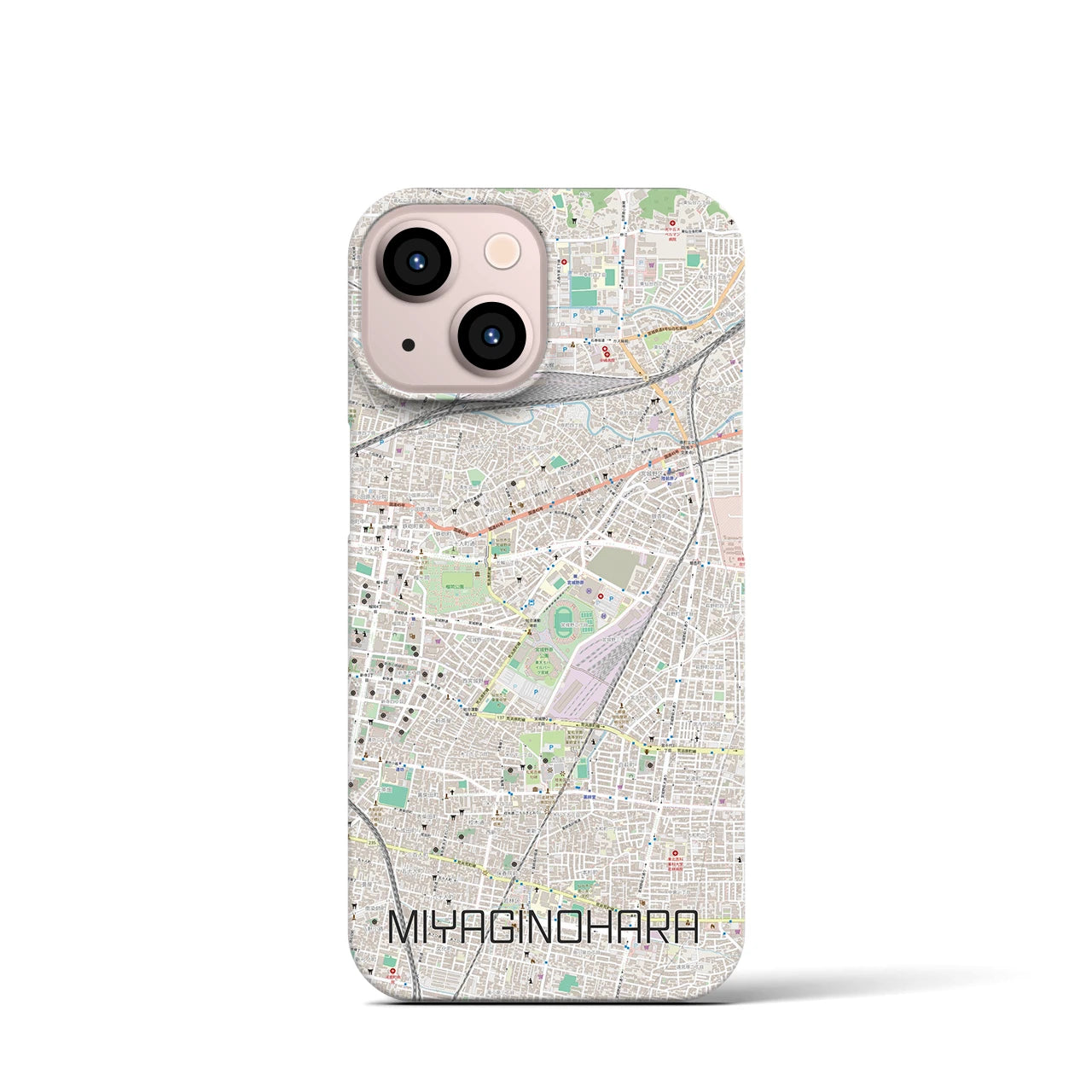 【宮城野原】地図柄iPhoneケース（バックカバータイプ・ナチュラル）iPhone 13 mini 用