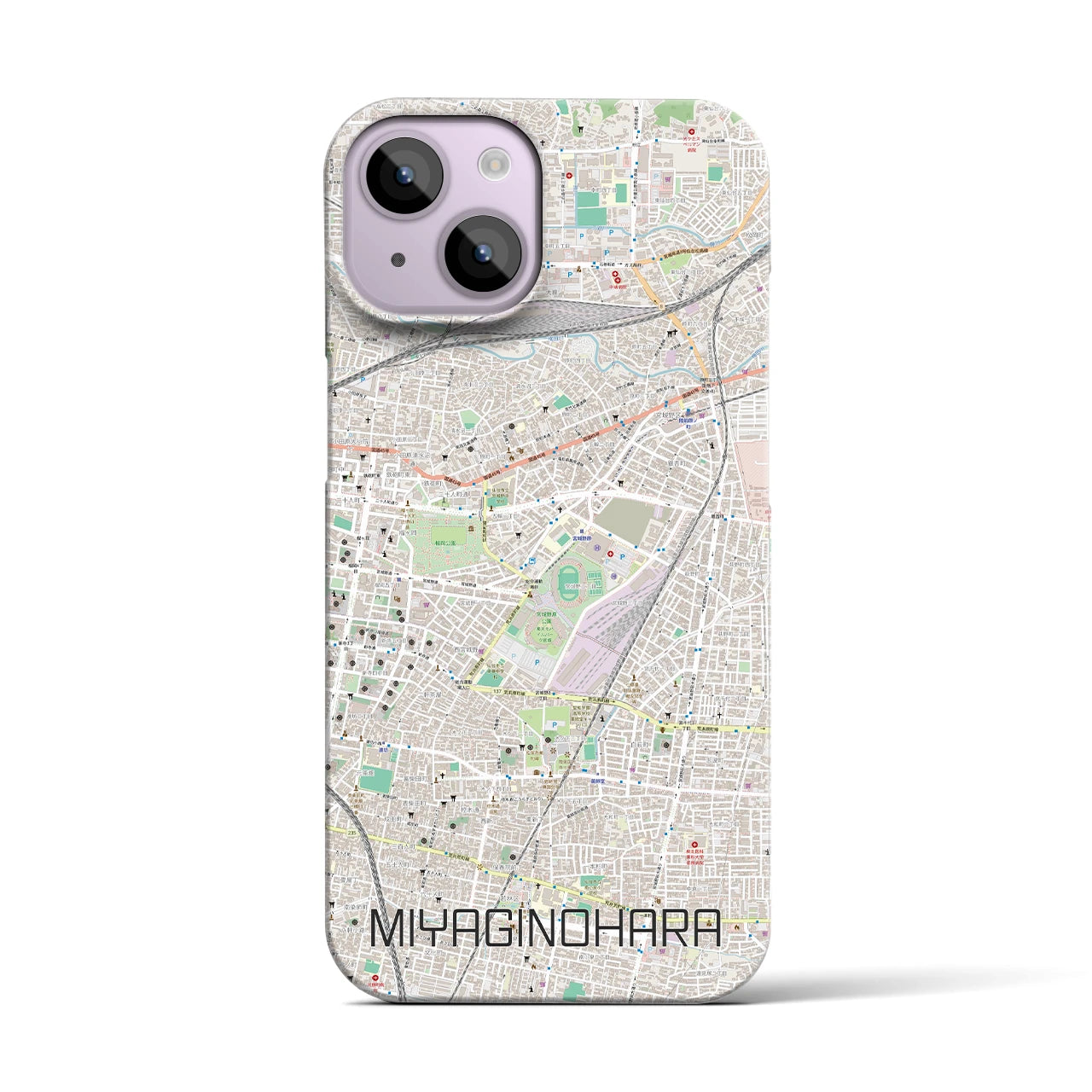 【宮城野原】地図柄iPhoneケース（バックカバータイプ・ナチュラル）iPhone 14 用