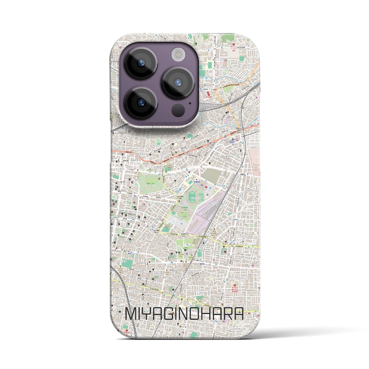 【宮城野原】地図柄iPhoneケース（バックカバータイプ・ナチュラル）iPhone 14 Pro 用