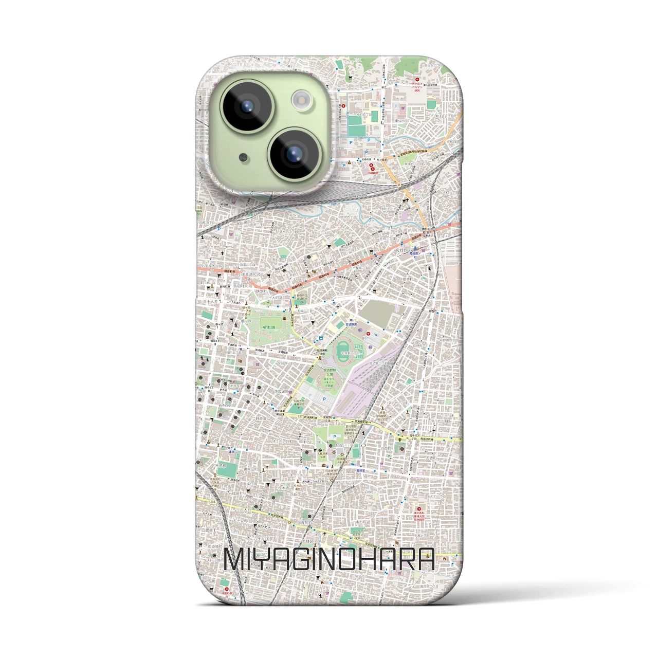 【宮城野原】地図柄iPhoneケース（バックカバータイプ・ナチュラル）iPhone 15 用