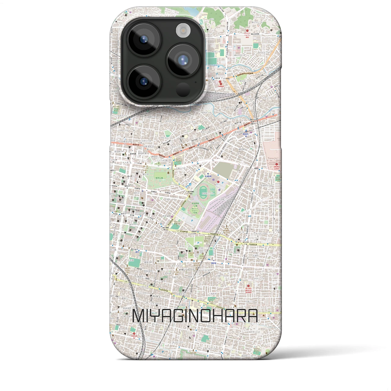 【宮城野原】地図柄iPhoneケース（バックカバータイプ・ナチュラル）iPhone 15 Pro Max 用