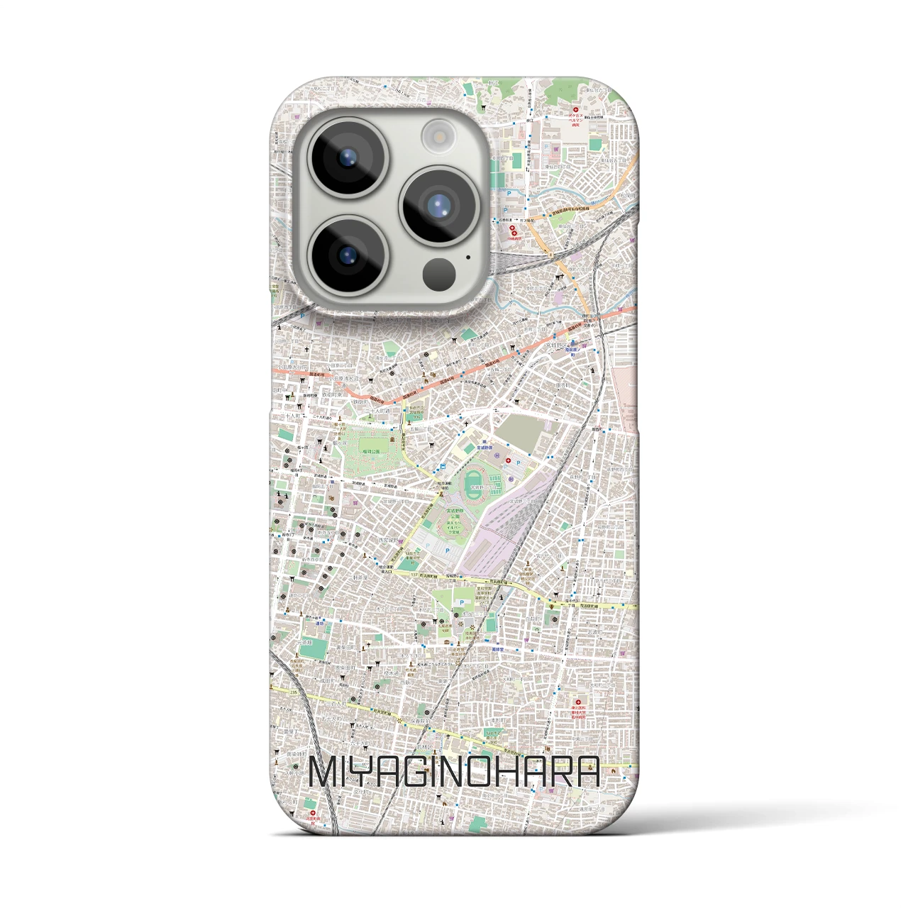 【宮城野原】地図柄iPhoneケース（バックカバータイプ・ナチュラル）iPhone 15 Pro 用
